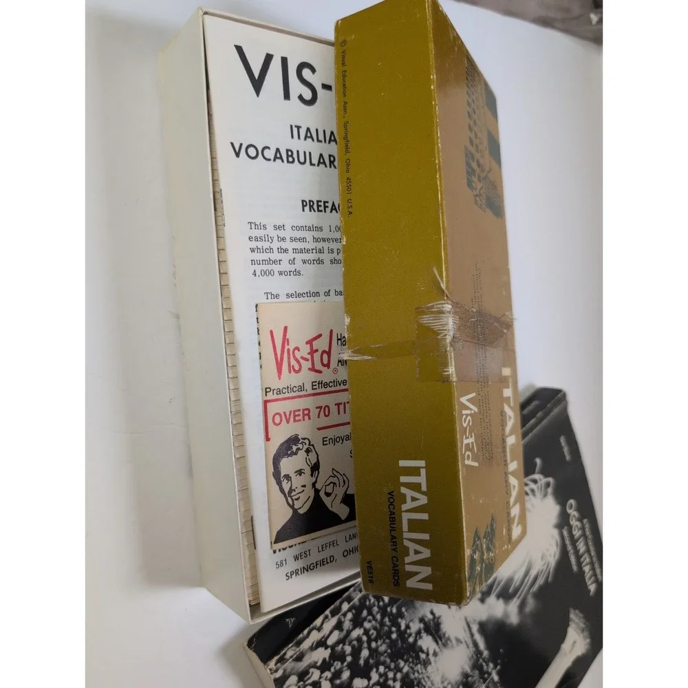 VINTAGE VIS-ED ITALIAN VOCABULARY CARDS & Test Bank First Course In Italian READ